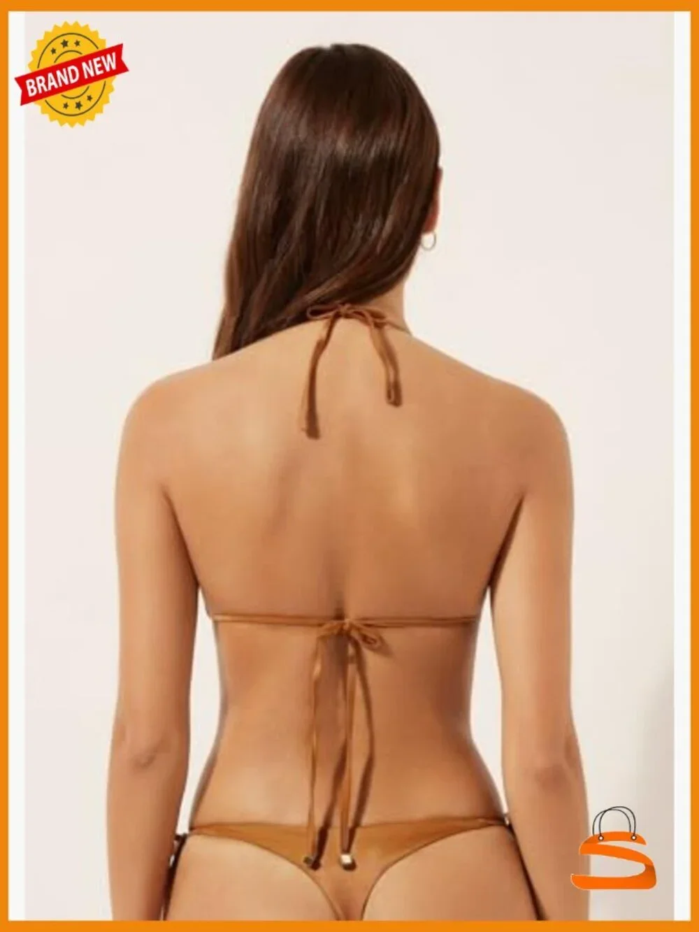 Large Satin Bikini Top with Removable Padding, Push-Up Triangle Design